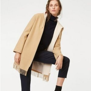 Club Monaco Hooded Wool Coat with Fringe Hem